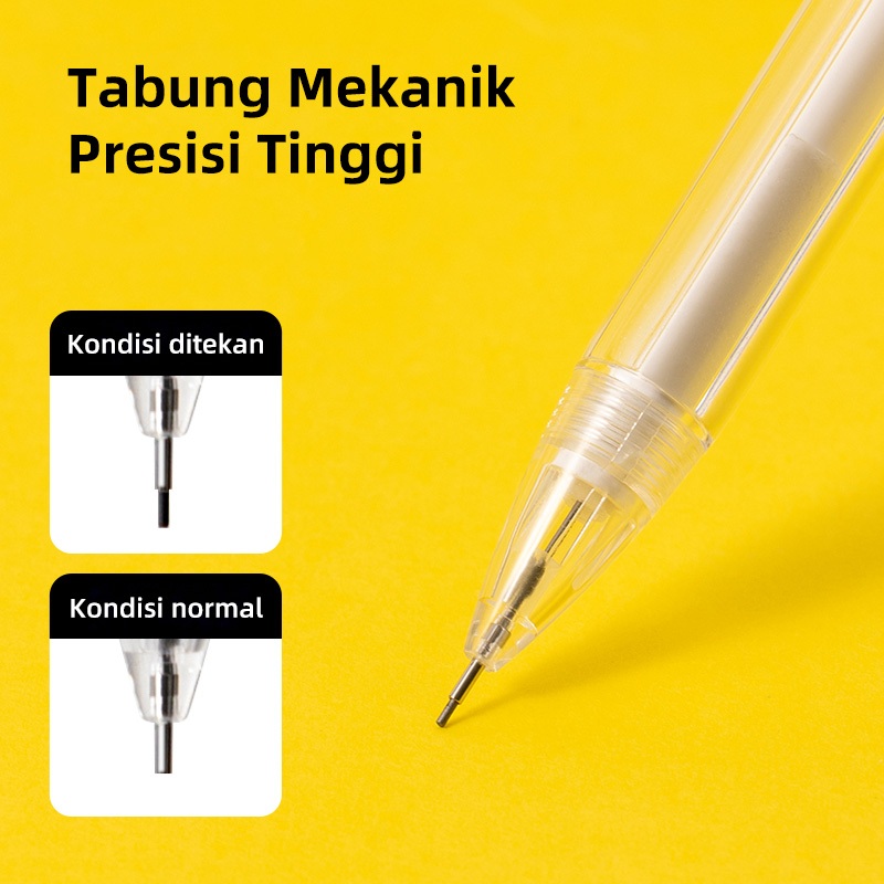 Deli Pensil Mekanik / Mechanical Pencil Transparan 0.5mm 0.7mm Klip Pena dan Penghapus SH12 - Gambar 3