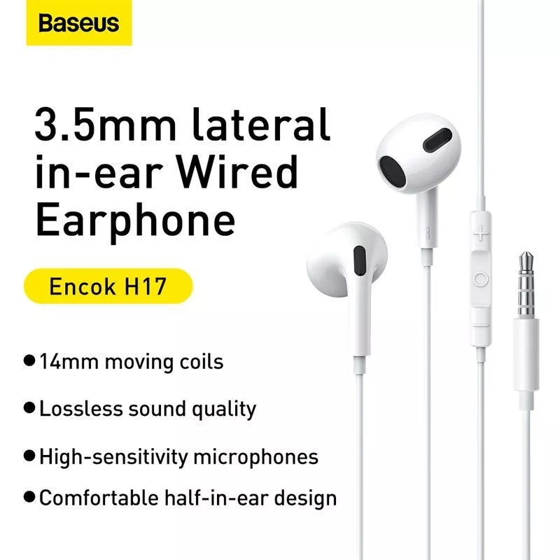 Baseus Headset Kabel H17 Audio Jack 3.5mm Encok Earphone Bass Headset Gaming - Gambar 2