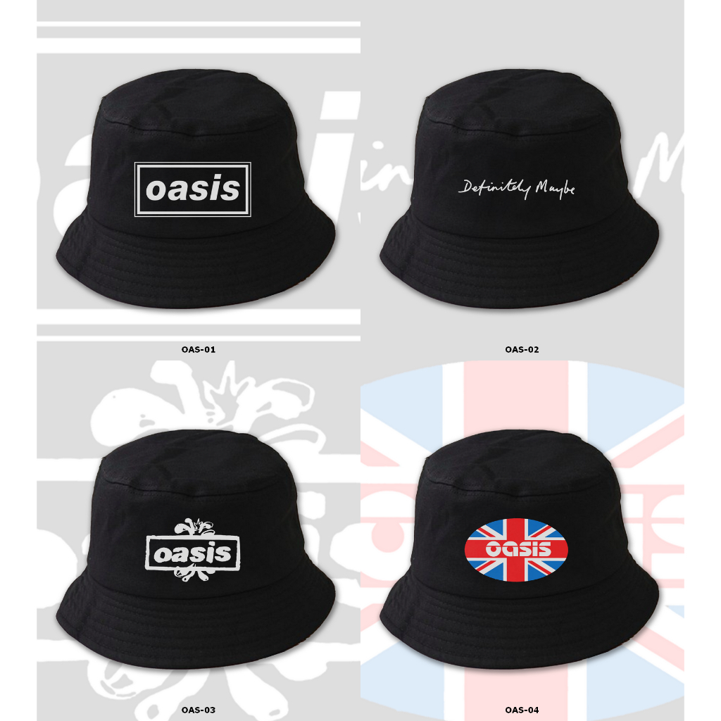 Oasis 長けりゃ ロゴ入りホワイトバケットハット