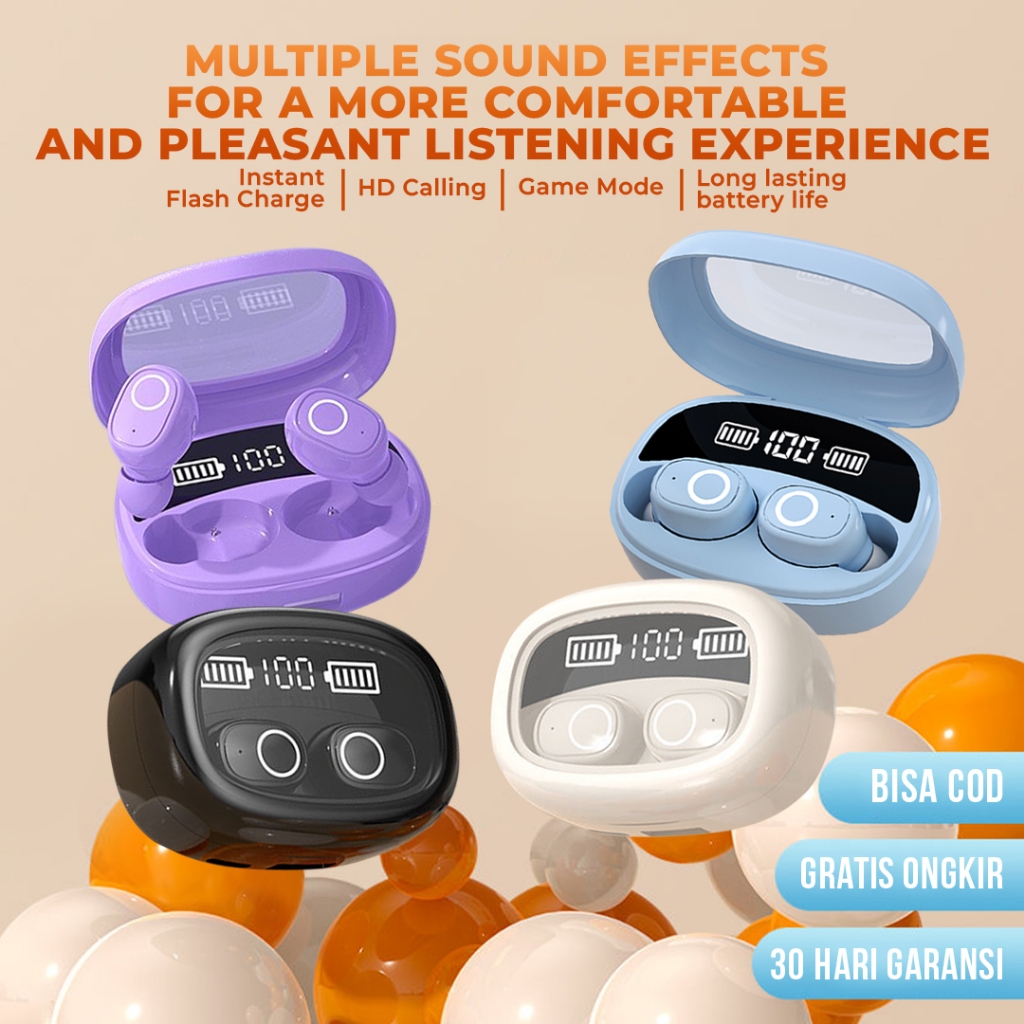 Matei COD TWS S9 Earphone Wireless Portable Mini Earbuds Headset Bluetooth HiFi Stereo LED Display - Gambar 2
