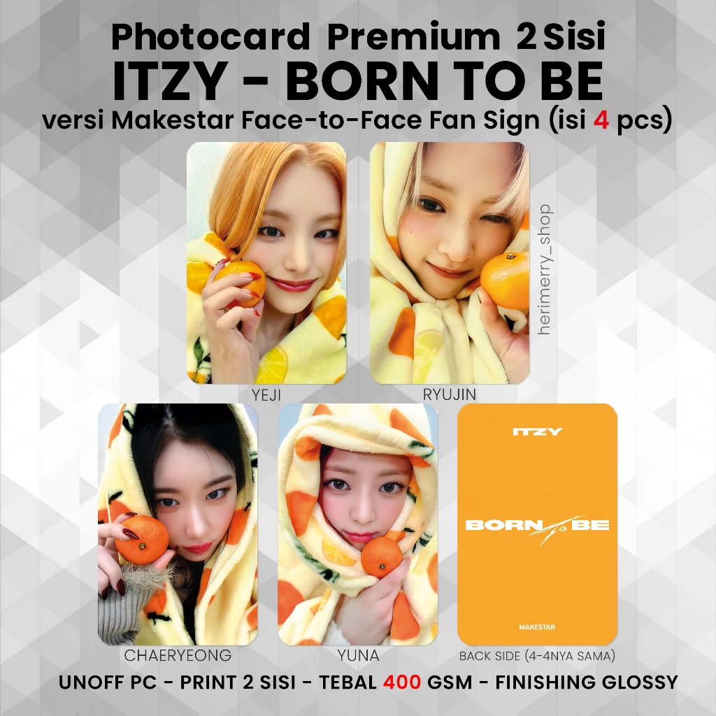 4 PCS) ITZY BORN TO Photocard Be - Premium 2-Sided PC Photocard