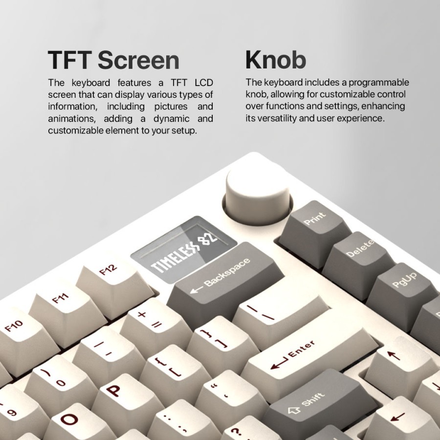 Noir Timeless82 V2 SE / Timeless 82 Wireless Mechanical Gaming Keyboard OLED TFT QMK/VIA - Gambar 3