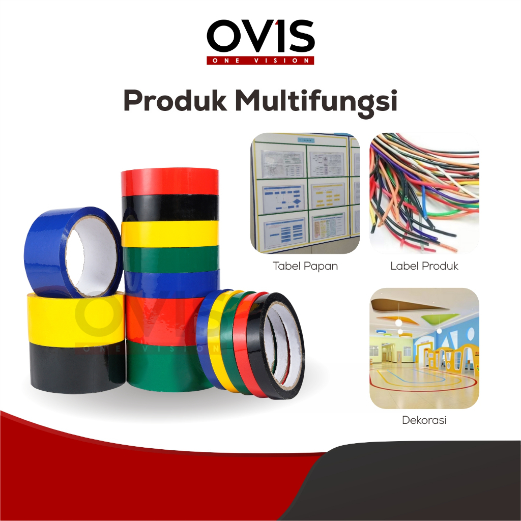 Lakban Isolasi Warna Warni Selotip Pigment Tape Ovis 12mm 24mm 45mm 50 Yard - Gambar 2