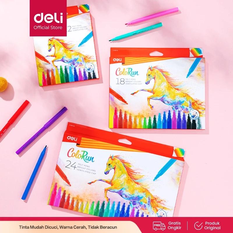 Deli Spidol 18 Warna Tidak beracun Warna Cerah EC10010
