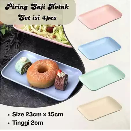 Dreamyhouse 4pcs Wheat Straw Piring Saji Warna-Warni