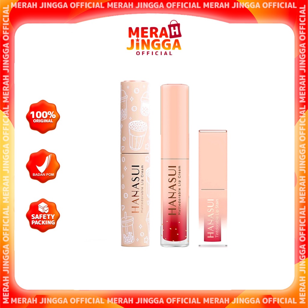 Hanasui Mattedorable Lip Cream / BOBA EDITION / Merah Jingga Official