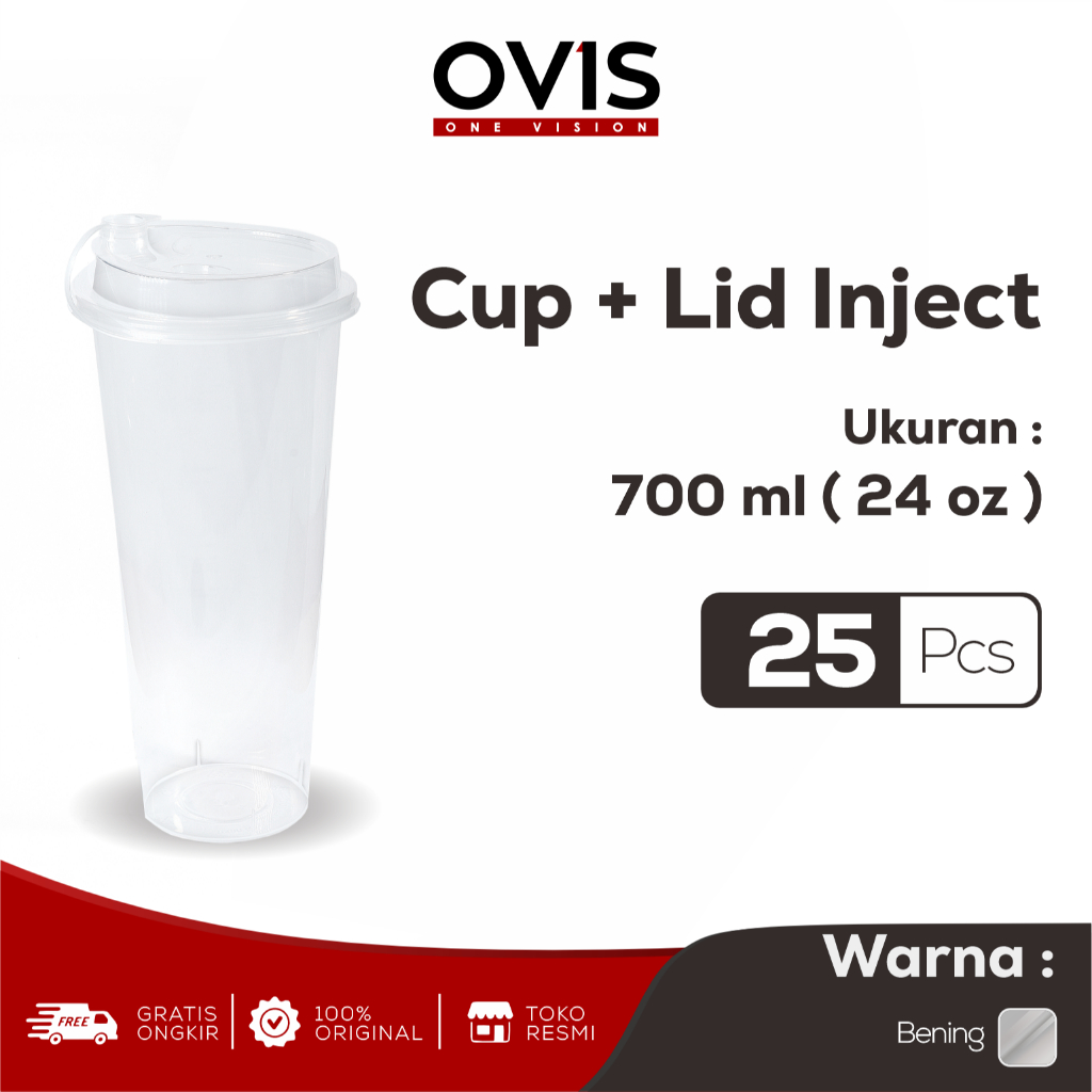 Gelas Cup Inject Plastik PP Bening Tebal 380 ml 14 oz 500 ml 16 oz 700 ml 24 oz - Gambar 3