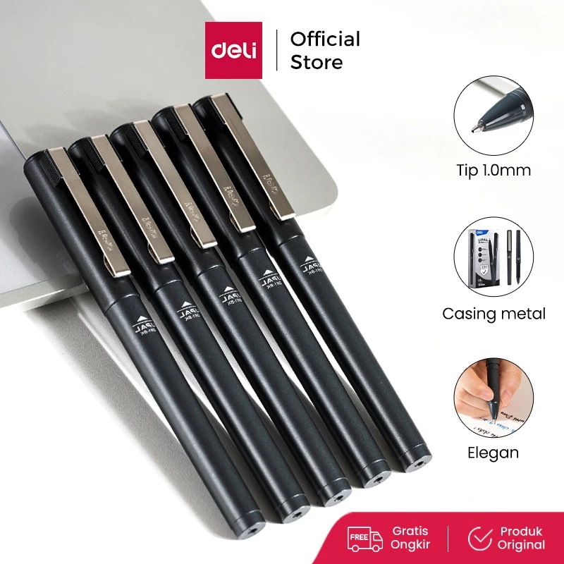 Deli Business Gel Pen / Pulpen Gel Profesional 1.0mm Clip Metal EG61