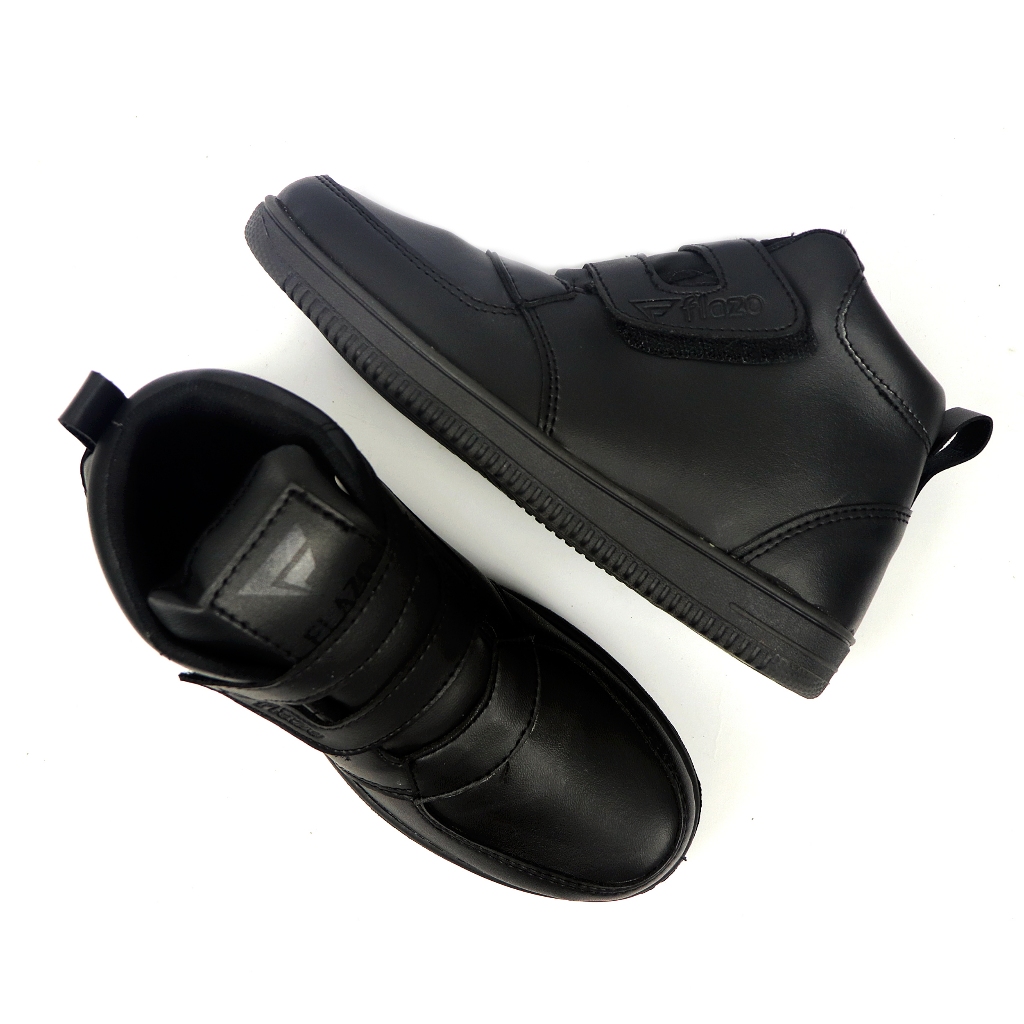Flazo Sepatu Anak Laki Laki Dan Prempuan Sepatu Sekolah Hitam Polos Hitam Putih Boots Perekat - Gambar 2