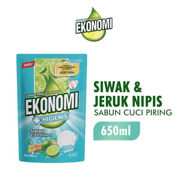 Ekonomi Power Liquid Sabun Cuci Piring Siwak & Jeruk Nipis Pouch 650 ml