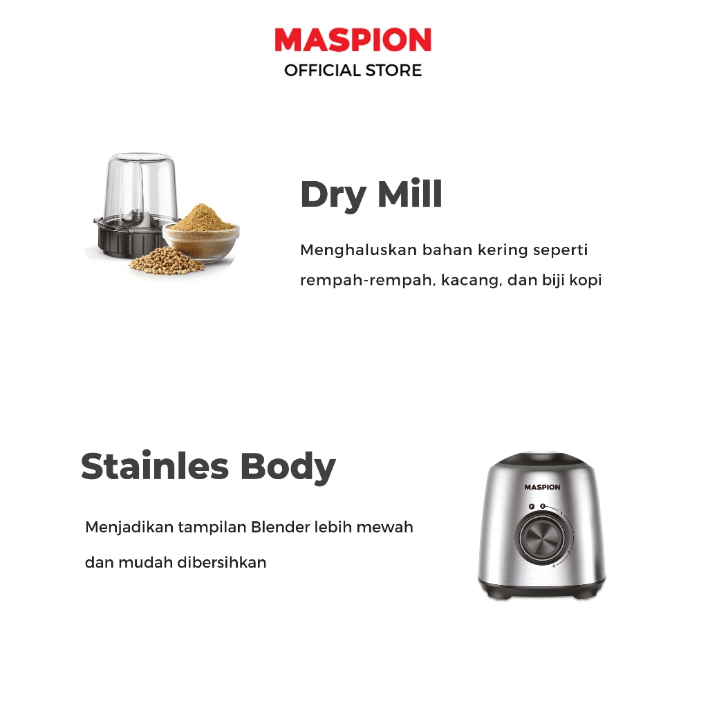 Maspion Pelumat Blender with Dry Miller 1.5 Liter MT-1542 GL - Gambar 3