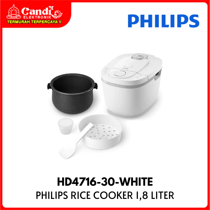 PHILIPS Rice Cooker Digital Penanak Nasi 1,8 Liter HD4716-30-WHITE - Gambar 3