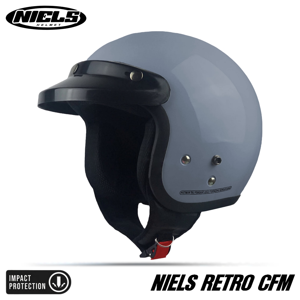 NIELS - Helm Bogo Retro Polos Dewasa Kaca Datar / Kaca Cembung SNI Motorcycle - Gambar 4