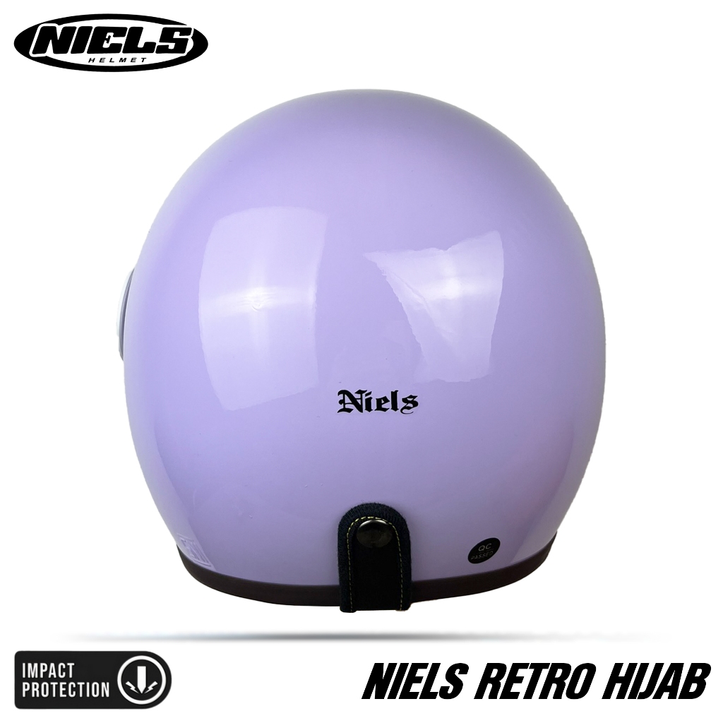 NIELS - Helm Bogo Retro Hijab Dewasa Lilac Kaca Pilot SNI Motorcycle - Gambar 3