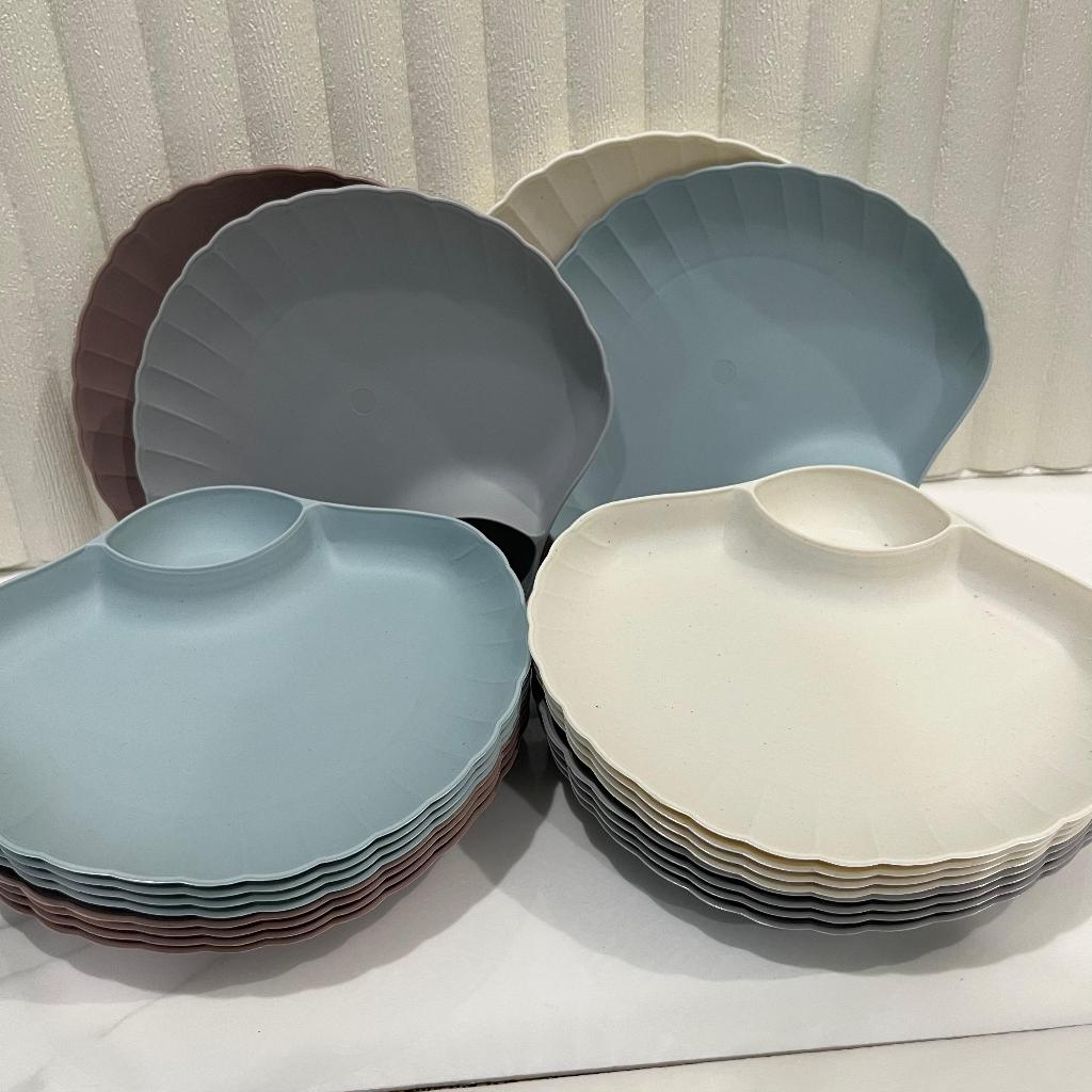 Dreamyhouse 4PCS PIRING KERANG PLASTIK 2IN1 PIRING MAKAN KECIL WADAH CEMILAN SHELL PLATE - Gambar 4