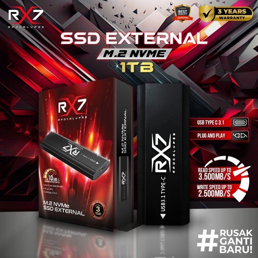 Ssd M2 NVME EXTERNAL 1TB RX7 / ENCLOSURE M2 NVME + M2 NVME 1TB RX7 ...
