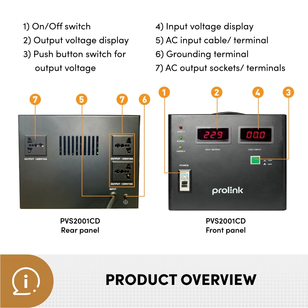 Stabilizer PROLINK AVR Servo Motor Controlled 2000VA - Gambar 3
