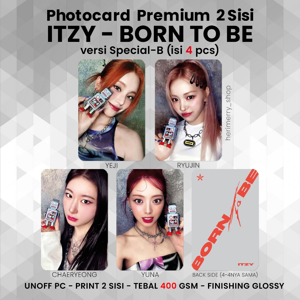 4 PCS) ITZY BORN TO Photocard Be - Premium 2-Sided PC Photocard