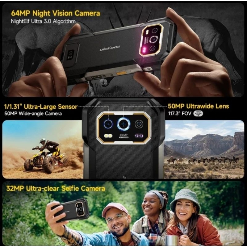 Ulefone Armor 27 Pro 5G Rugged Phone 6.78 "120Hz 10600mAh 33W 50MP 64MP 12GB 256GB Android 14 - Gambar 4