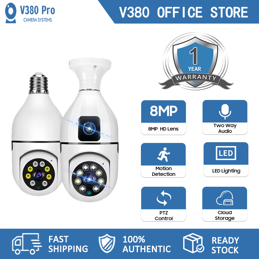 Cctv Camera Bulb V380 Pro 1080P HD PTZ IP Wireless Night Vision Auto ...