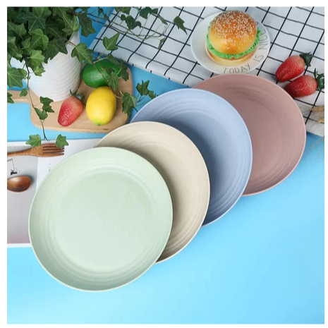 Dreamyhouse 4pcs Piring Makan Jerami Warna-Warni - Gambar 4