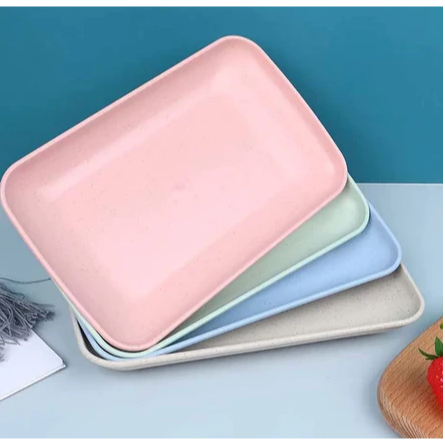 Dreamyhouse 4pcs Wheat Straw Piring Saji Warna-Warni - Gambar 2