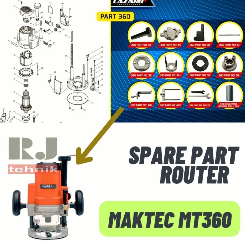 MESIN Maktec MT360 Spare Part MT 360 Large Router Profile Machine Spare ...