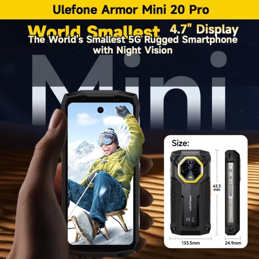 Ulefone Armor Mini 20 Pro 5G 16GB 256GB 4.7" 64MP Night Camera 6200mAh Android 14 - Gambar 4