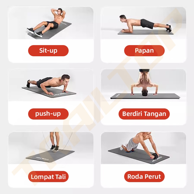 TrailTop Matras Olahraga NBR Yoga Mat Matras Yoga Anti Slip Karpet Olahraga Tebal 8/10mm - Gambar 3