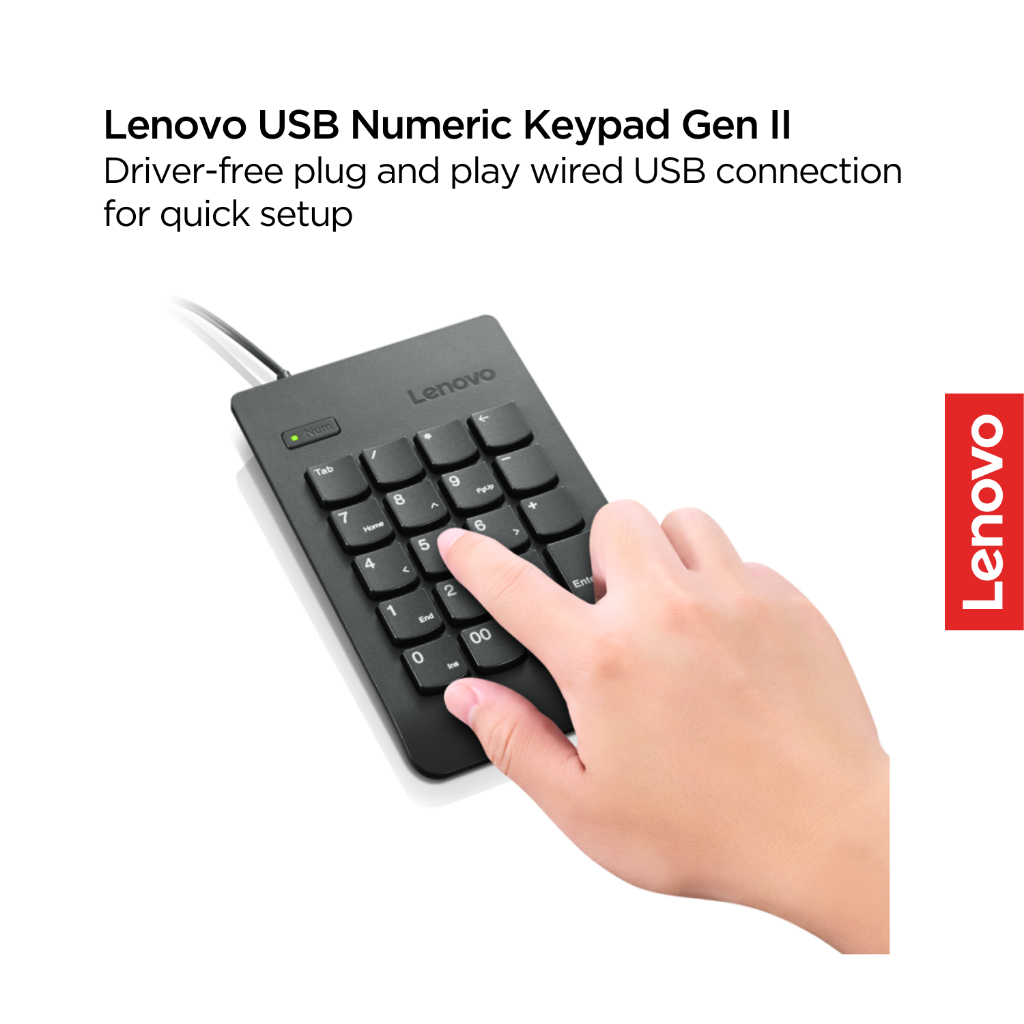 Lenovo USB Numeric Keypad GII Wired 4Y40R38905 Wired Number Pad External - Gambar 2