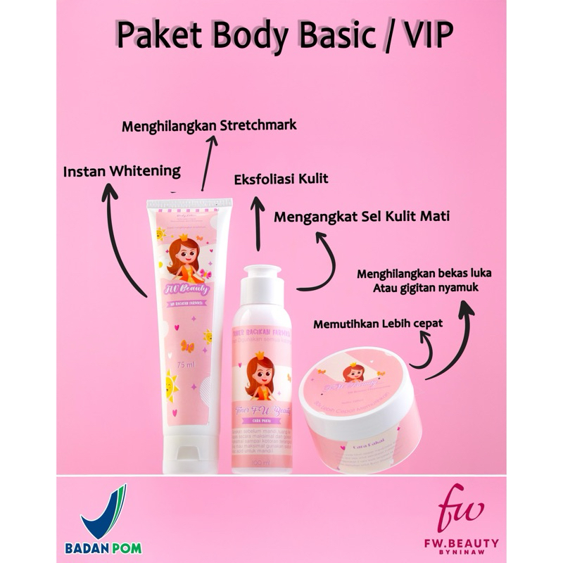 Vip FW Beauty Basic Body Package (POWERFUL Body WHITENING) | Shopee ...