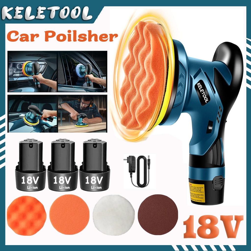 18V 2 In 1 Electric Cordless Car Polisher Polishing Wax Auto Polish ...