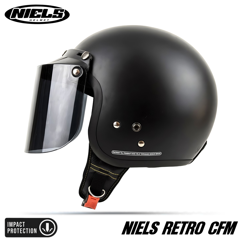 NIELS - Helm Bogo Retro Dewasa Kaca Datar / Kaca Cembung SNI Motorcycle - Gambar 3