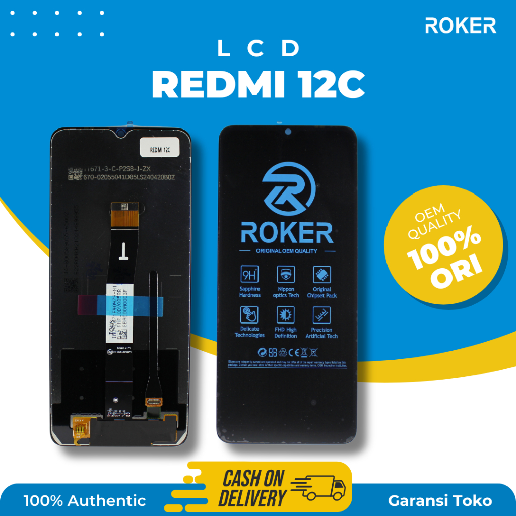 ROKER LCD TOUCHSCREEN XIAOMI REDMI 12C TS FULLSET BY ROKER