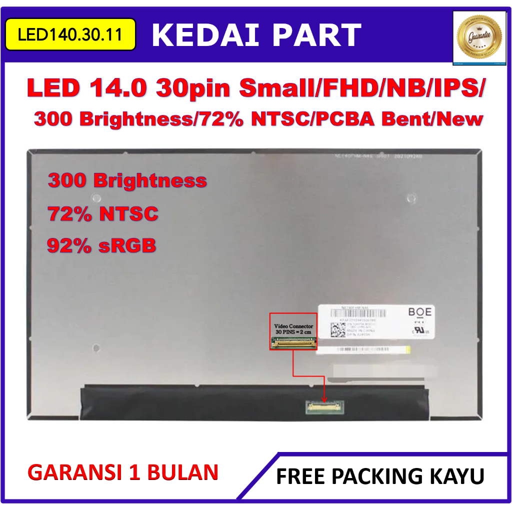 Écran LCD LED 14" Pour Dell Latitude 5400 - 1366x768, 30 Broches, Sans Fixations