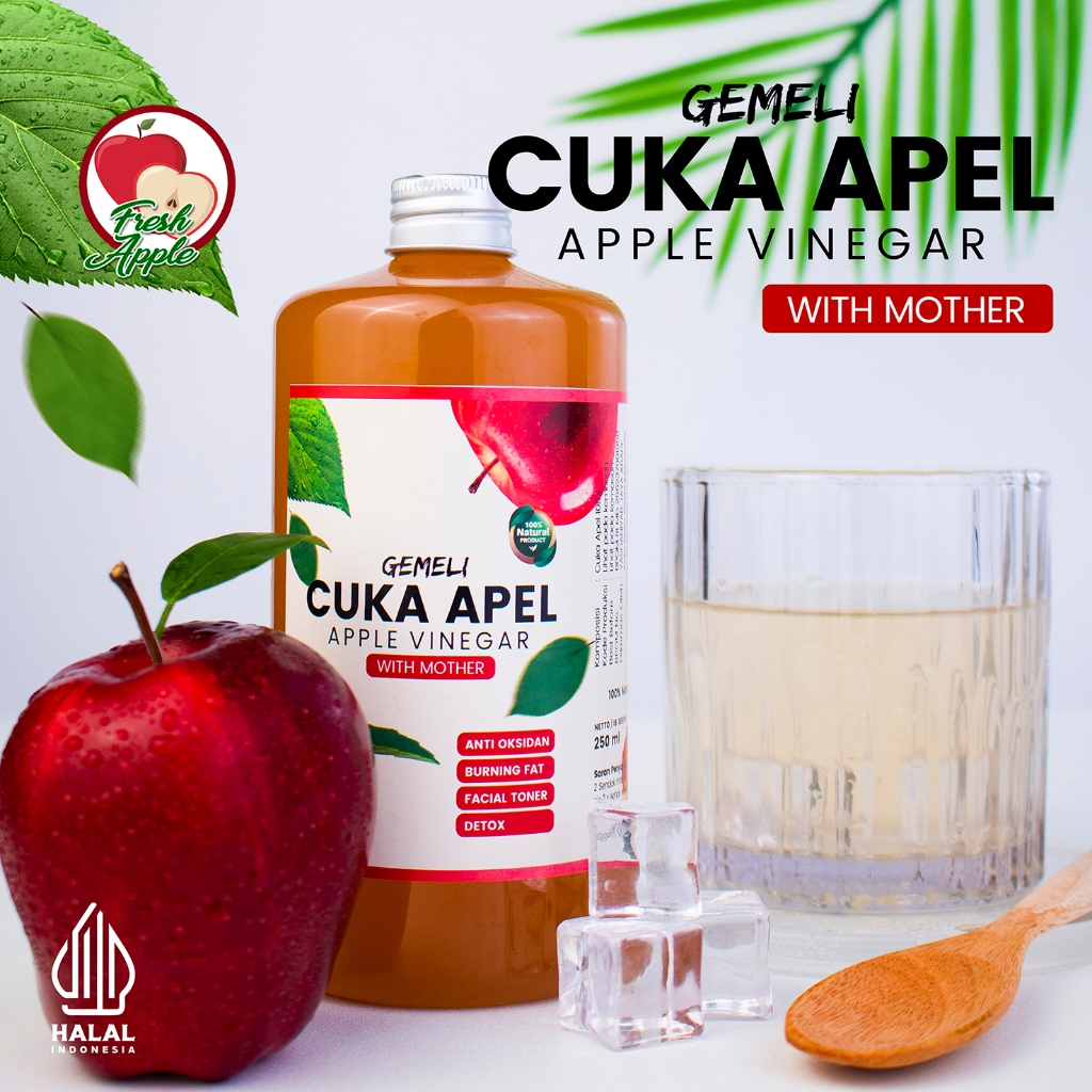 Cuka Apel Asli Gemeli 1000 ML Dengan Mother - Gambar 2
