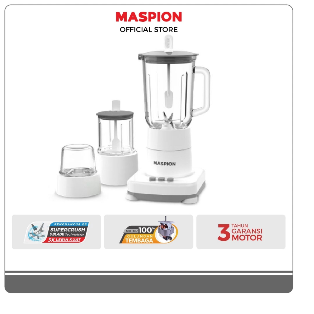 Maspion Pelumat Blender with Wet Miller and Dry Miller 1 Liter MT-1273 GL