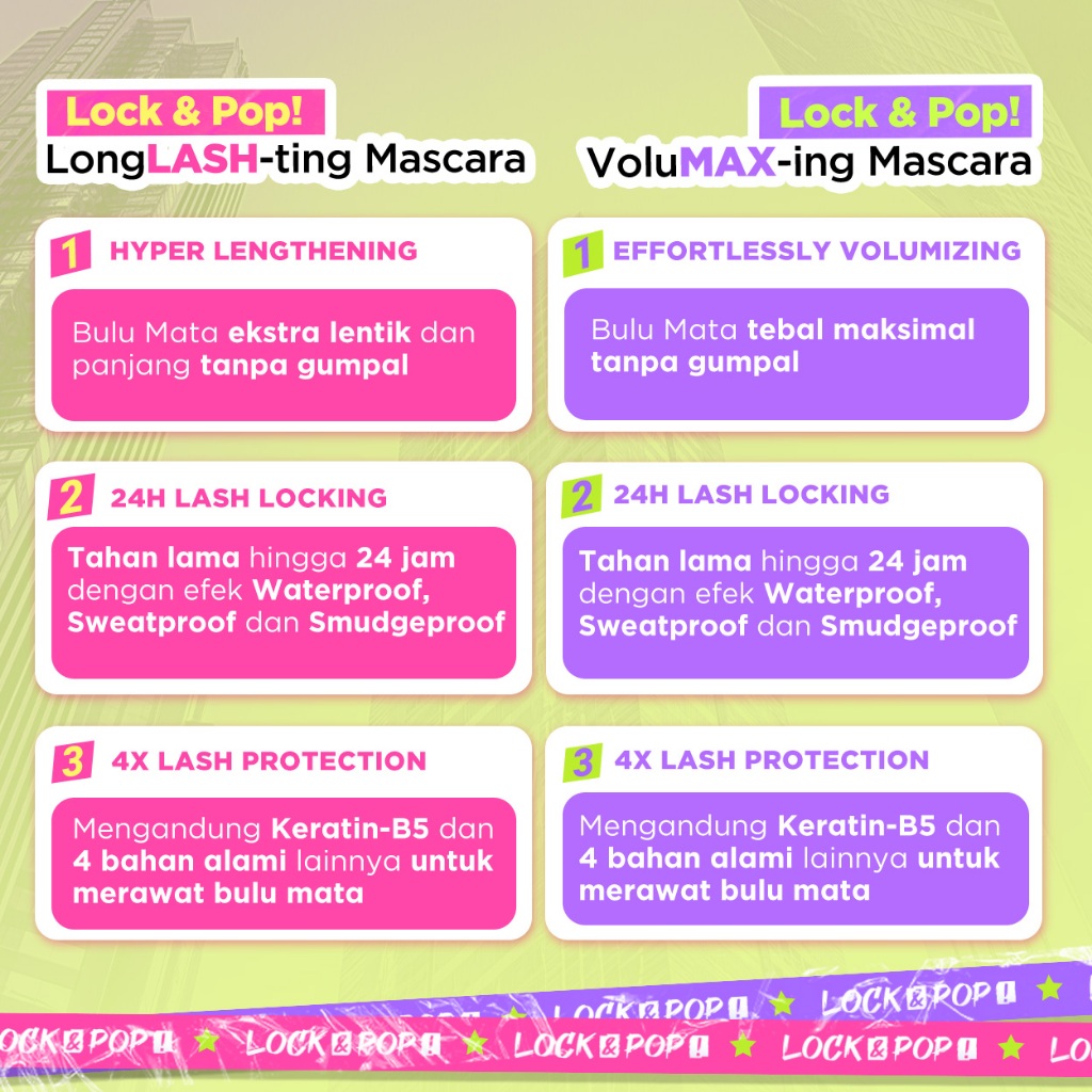 DAZZLE ME Lock & Pop! VoluMAX-ing and LongLASH-ting Transferproof Waterproof Merah Jingga Official - Gambar 4