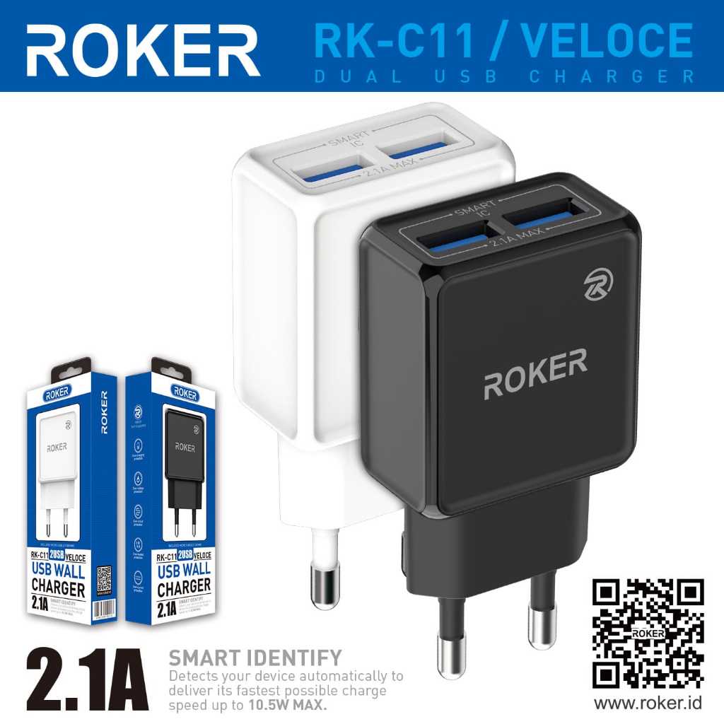 ROKER Charger / Casan Roker Veloce 2.1A Dual Usb