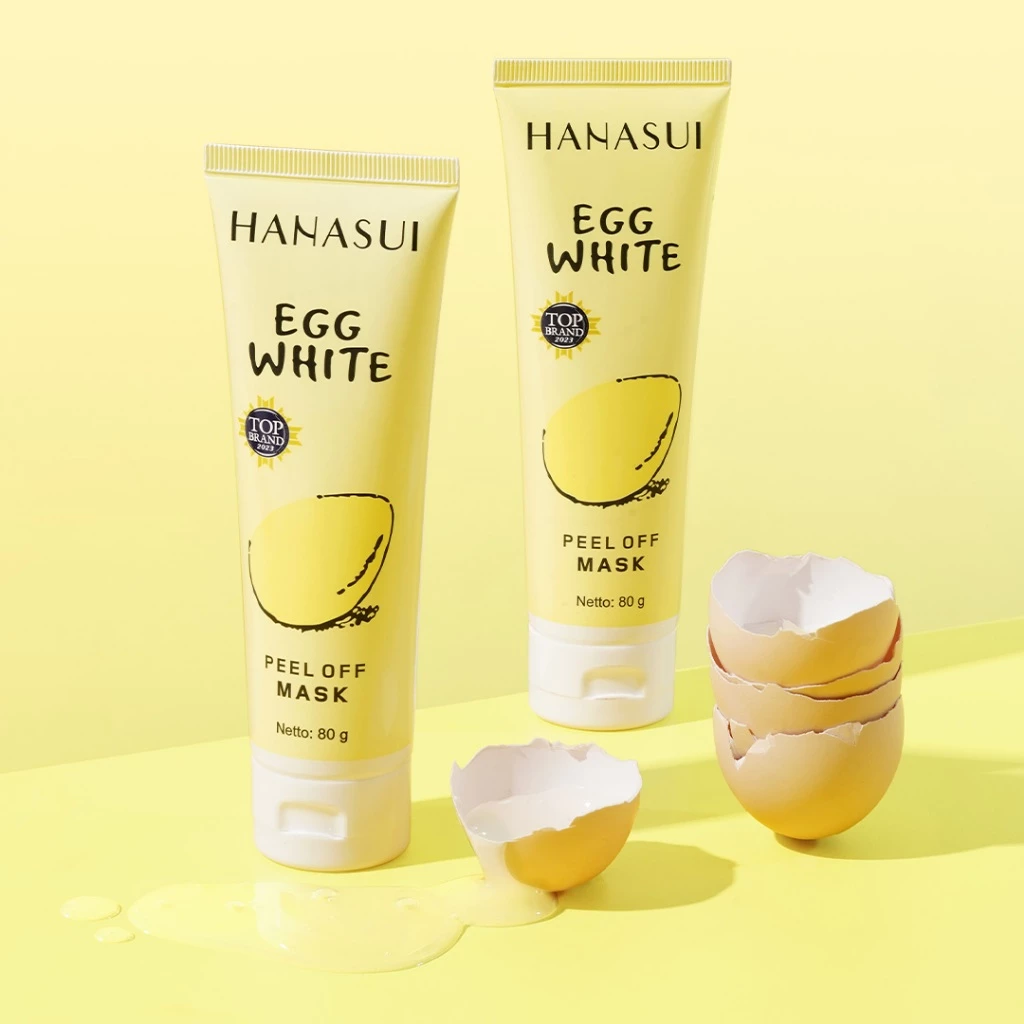 Hanasui Peel Off Mask Egg White - Masker Telur Praktis & Efektif Bebas Komedo, Angkat Sel Kulit Mati Bersih, Halus & Mencerahkan - Gambar 4