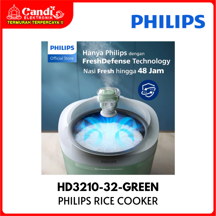 PHILIPS Rice Cooker Penanak Nasi Kapasitas 1,8 Liter Fresh Defense HD3210-32-GREEN - Gambar 3