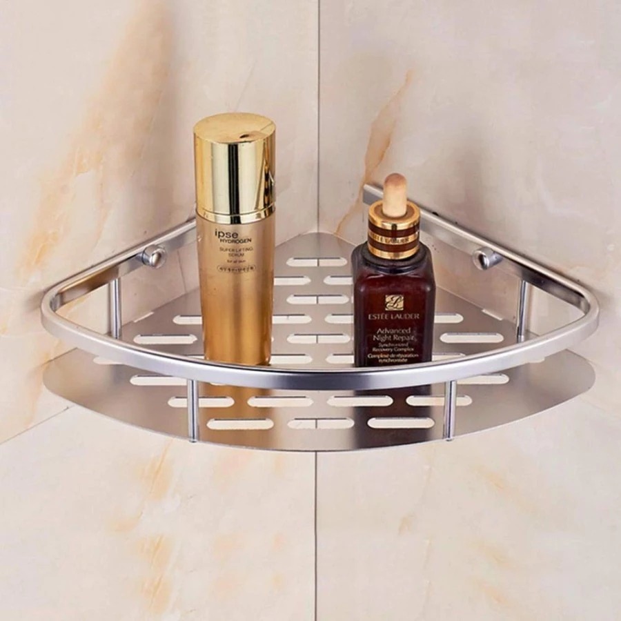 Bathroom Corner Shelf 1-tier STAINLESS Steel Wall TOILET Rack/Shampoo ...