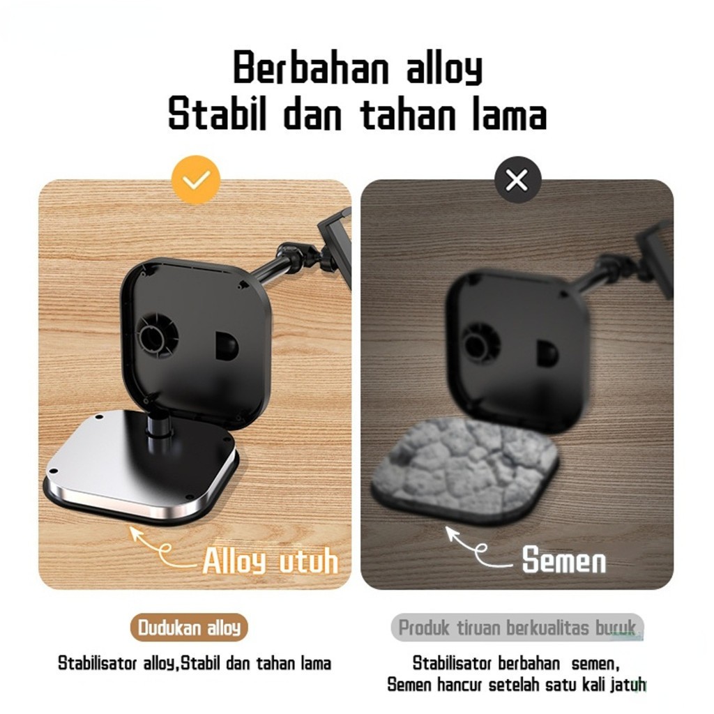 Product image Plokama DT80 Stand Holder HP Aluminum Desktop Stand HP Flexible Rotate 360 Phone Holder Desk Overhead Phone Stand Overhead Tripod Holder Handphone 6