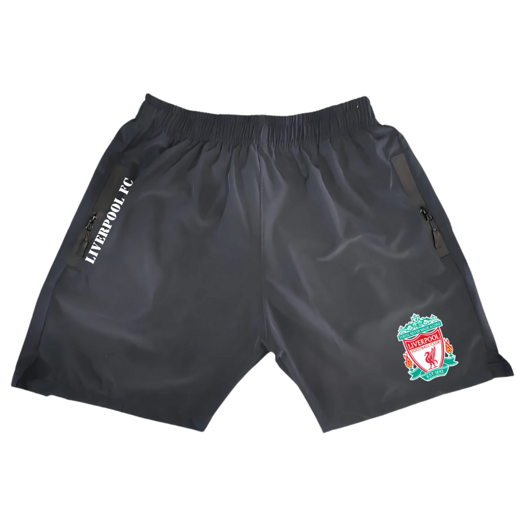Waterproof Running Shorts with Zipper Pockets Variable Buttons Cool Comfortable Material LIVERPOOL FOOTBALL CLUB Logo