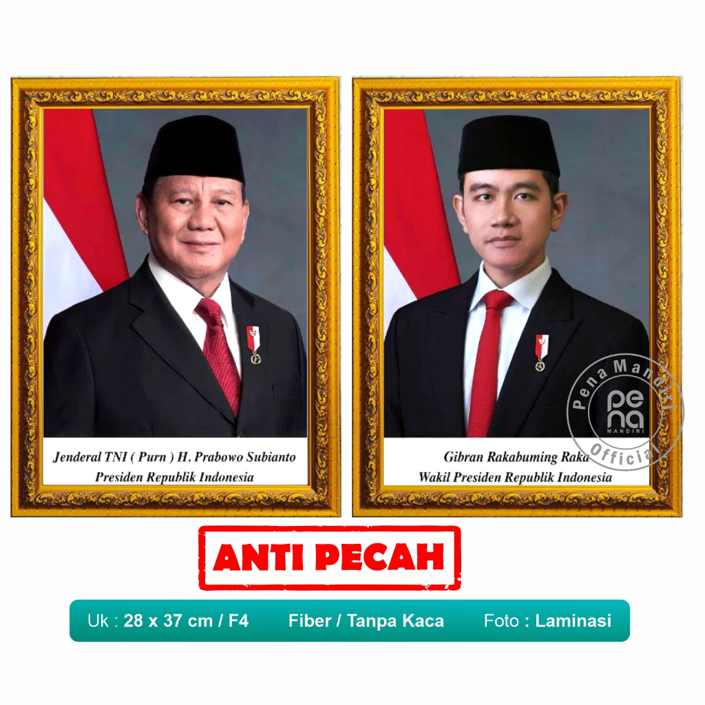 Photo of President, Vice President and Garuda Symbol Size F4 - Frame of ...