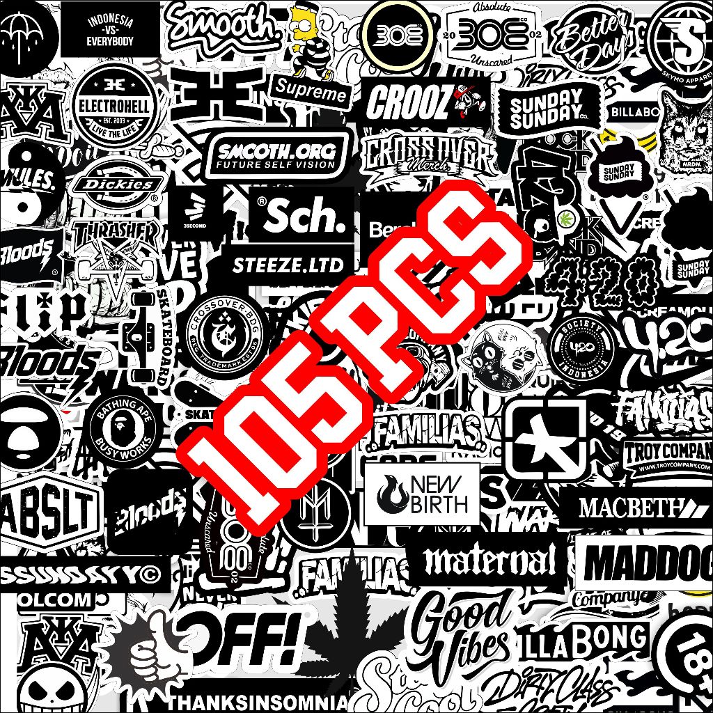 Distro Brand Stickers 105 pieces already cut, just stick it on, black ...