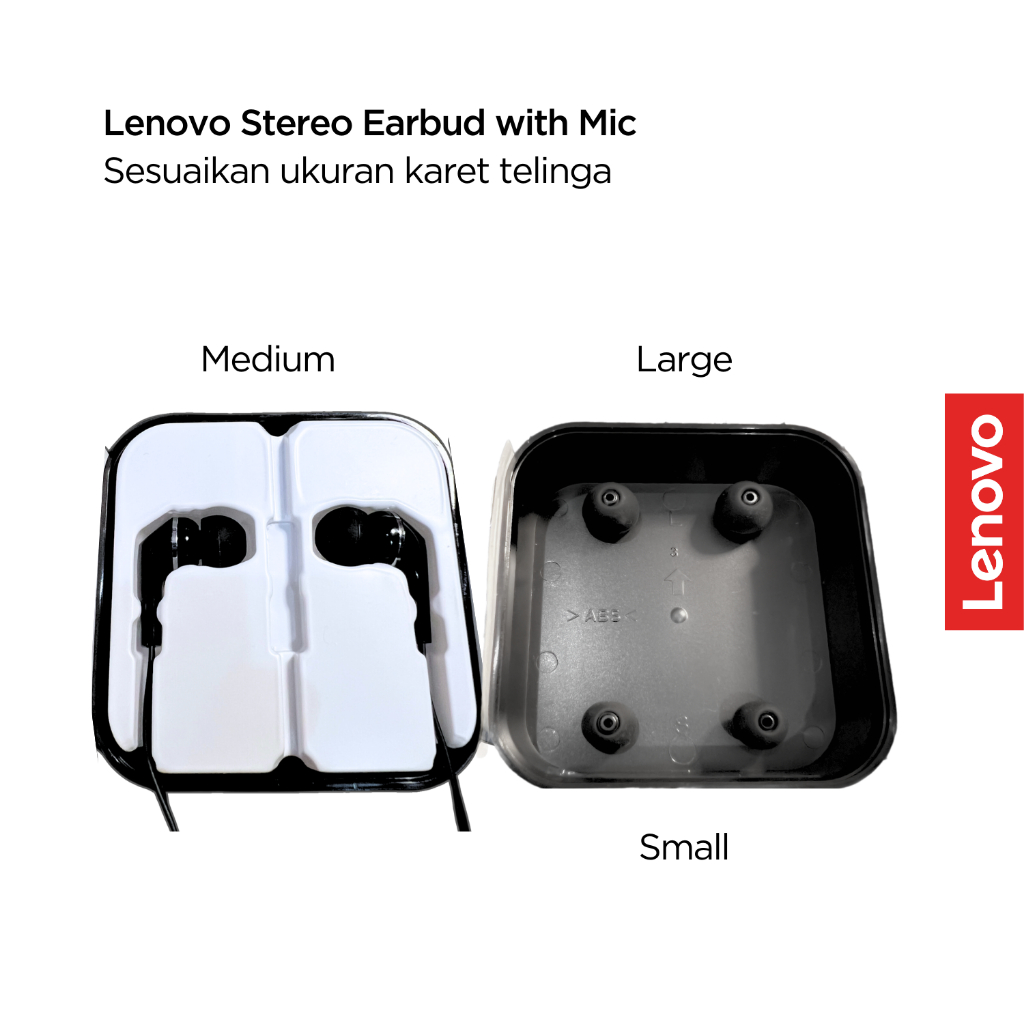 Lenovo Stereo Earbud with Mic LS118 Black Wired Earbuds Analog 3.5mm Garansi 1 Tahun - Gambar 4