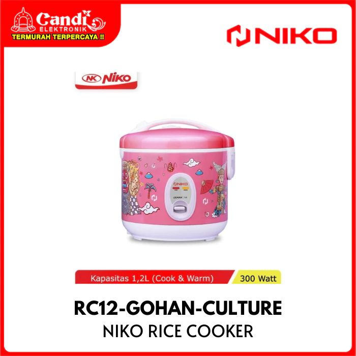 NIKO Rice Cooker Kapasitas 1,2 Liter RC12-GOHAN-CULTURE