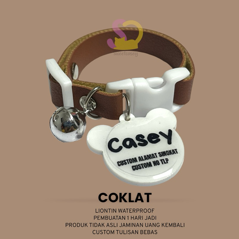 KALUNG KUCING CUSTOM NAMA/KALUNG KUCING FREE NAMA/KALUNG KUCING LIONTIN BEAR