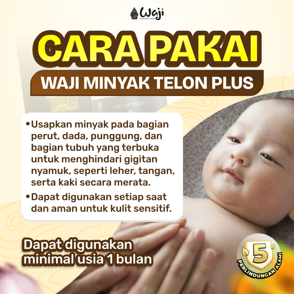 WAJI Minyak Telon Plus Bayi Anti Nyamuk Lavender Calendula Meredakan Ruam Gatal & Kembung Bayi Anti-Iritasi Herbal Alami Penghangat Tubuh Bayi - Gambar 4